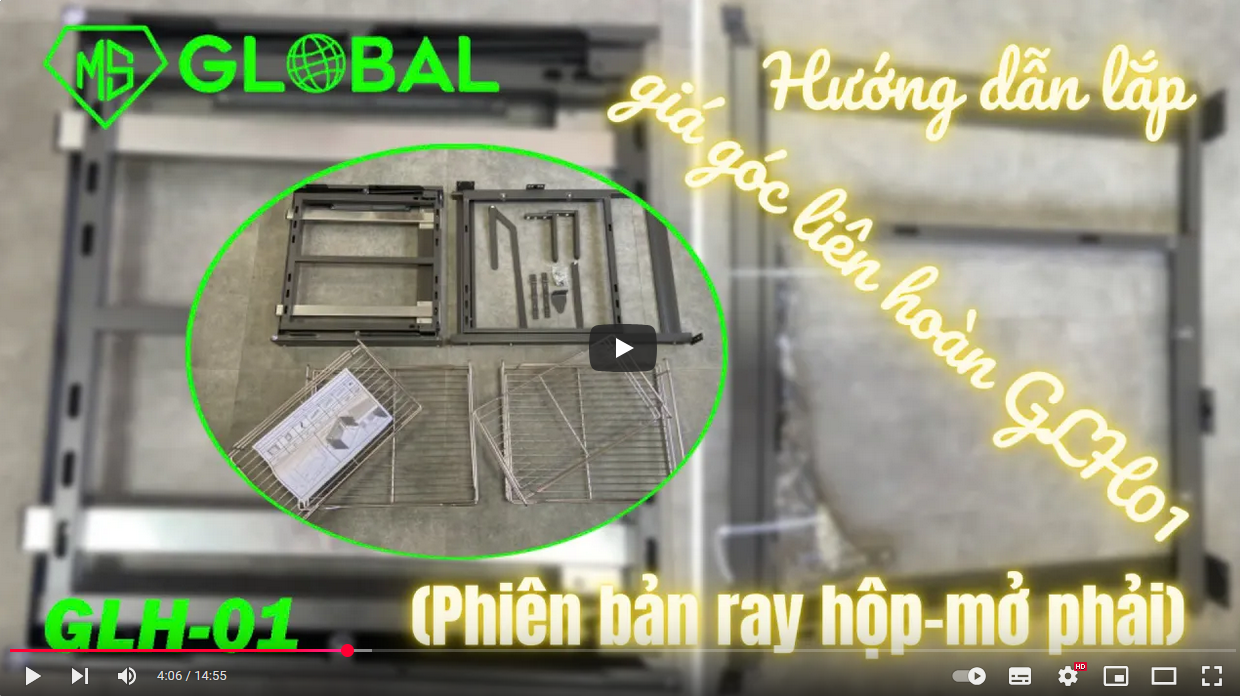 C31-32. Hướng dẫn lắp giá góc liên hoàn GLH01 (Phiên bản ray hộp-mở phải)