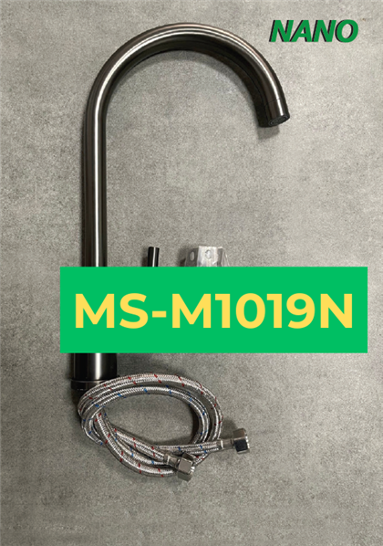 MS-M1019N Vòi nước cao cấp SUS304 mạ Nano 2 đường nóng lạnh, vòi xoay 360 độ dạng móc.