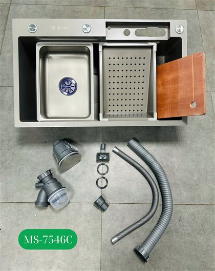 MS-7546C Combo Chậu rửa nhà bếp 1 hố + vòi, hiển thị nhiệt độ nước.