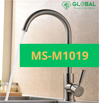 MS-M1019 Vòi nước cao cấp SUS304 xước mờ 2 đường nóng lạnh, vòi xoay 360 độ dạng móc.