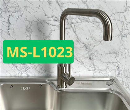 MS-L1023 Vòi nước cao cấp SUS304 xước mờ 2 đường nóng lạnh, vòi xoay 360 độ dạng chữ L