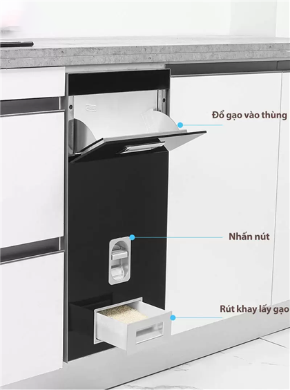 Thùng gạo mặt gương sang trọng: TG-02S, TG-02B, TG-03B, TG-03S
